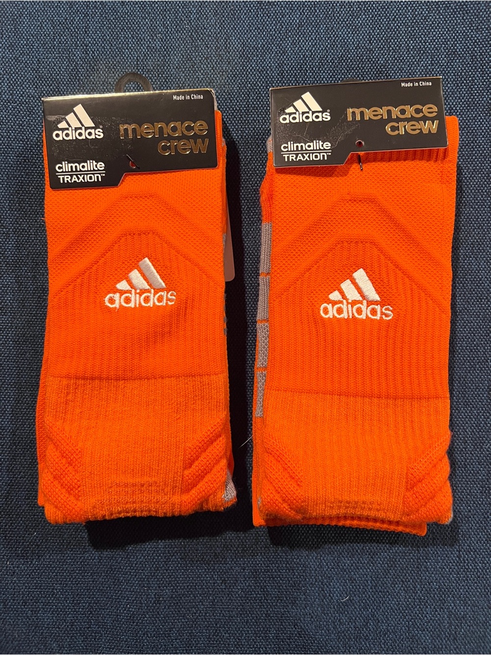 2 pairs adidas Menace Crew Socks - Orange with White Logo